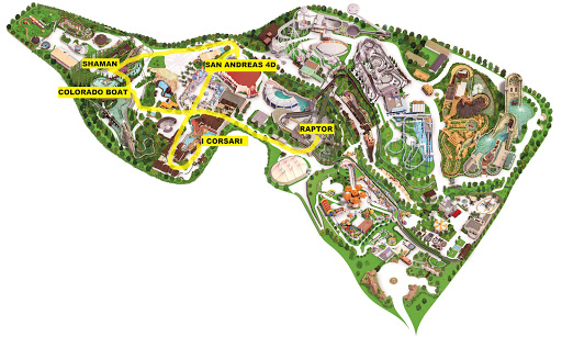 Mappa percorso giallo misto 2 Gardaland