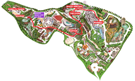 Mappa percorso rosso adrenalinici Gardaland